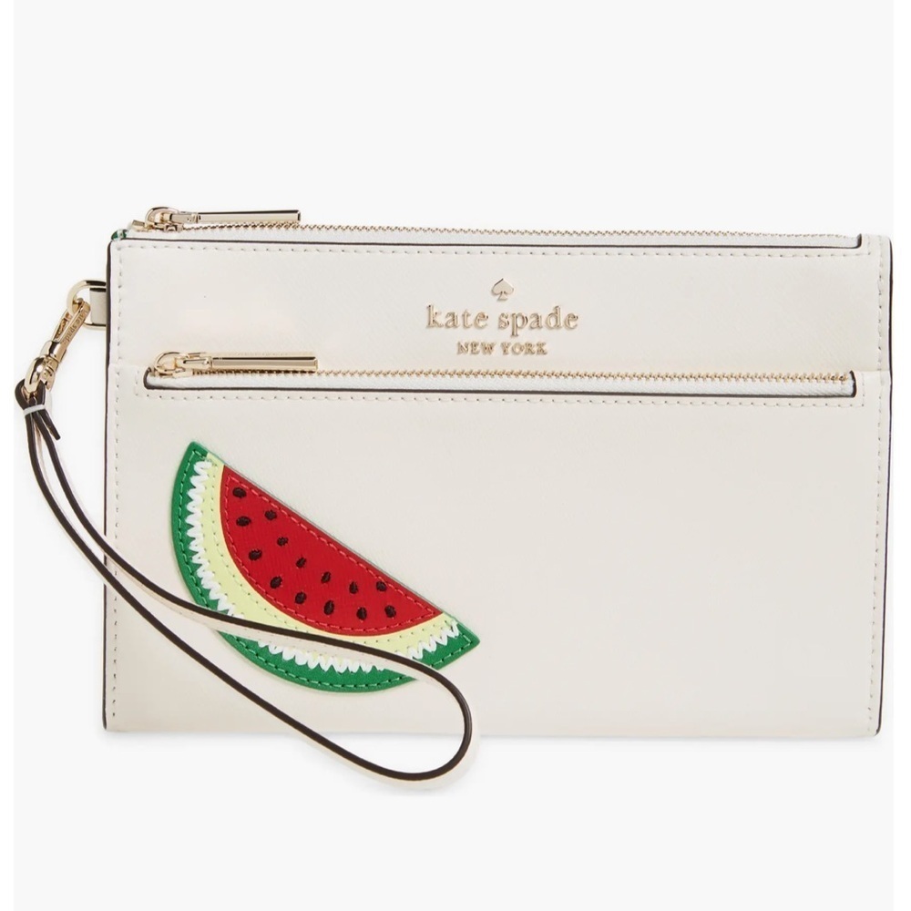 Kate spade leather large wristlet cream multi “what a Melon”